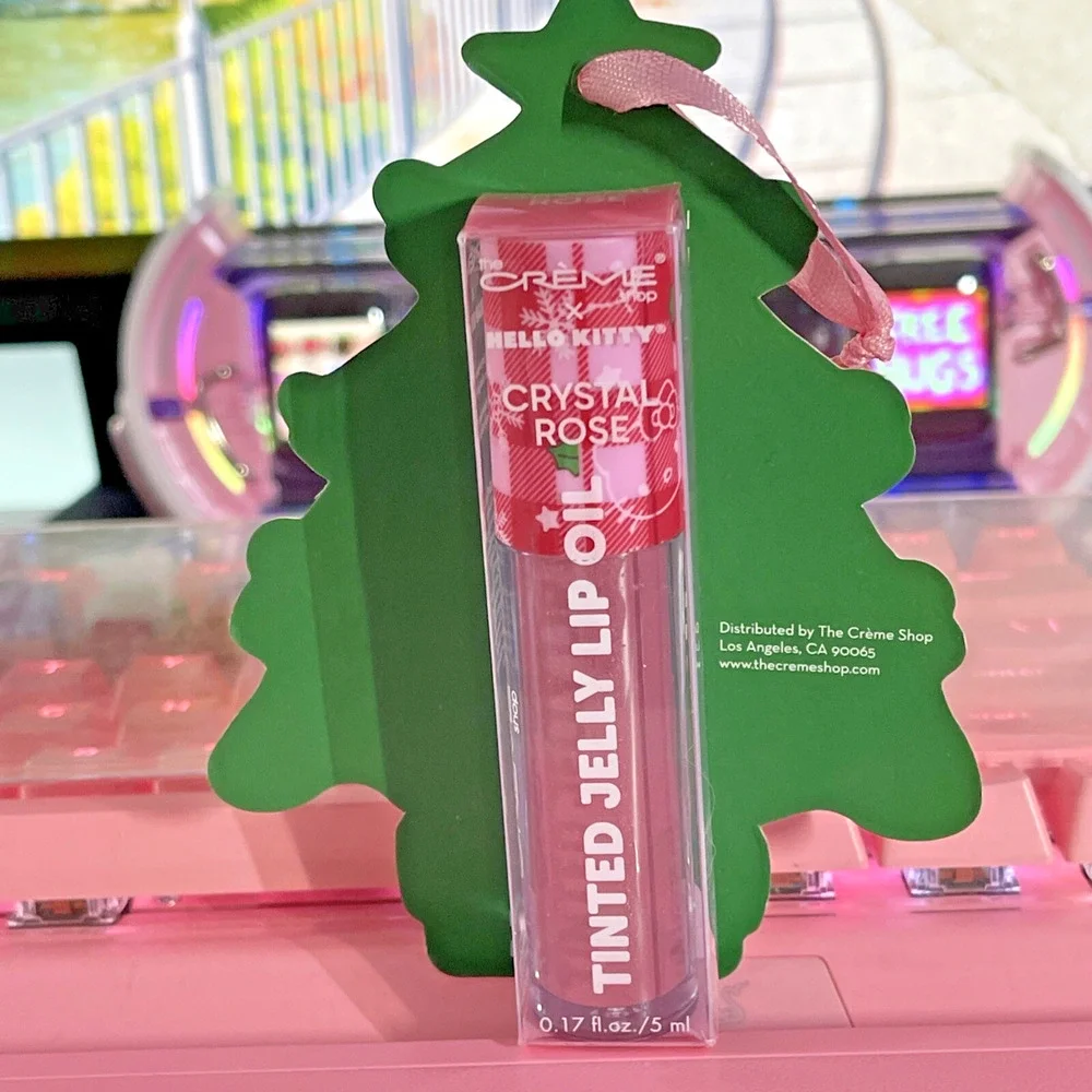 The Creme Shop Hello Kitty Christmas Lip Oil Tinted Jelly Crystal Rose Sanrio